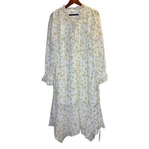 Dowara Ivory Floral Cottoagecore Long Sleeve Dress Size Large